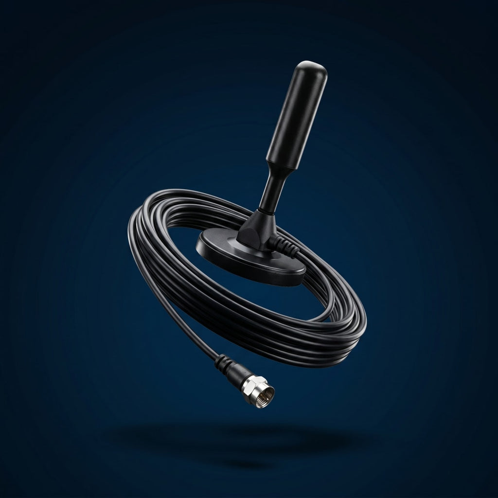 Cristal HD · Antena digital HD sobre fondo navy premium