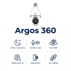 Argos 360 Cámara de Seguridad WiFi 360° HD | Visión Nocturna + Audio + App Gratis