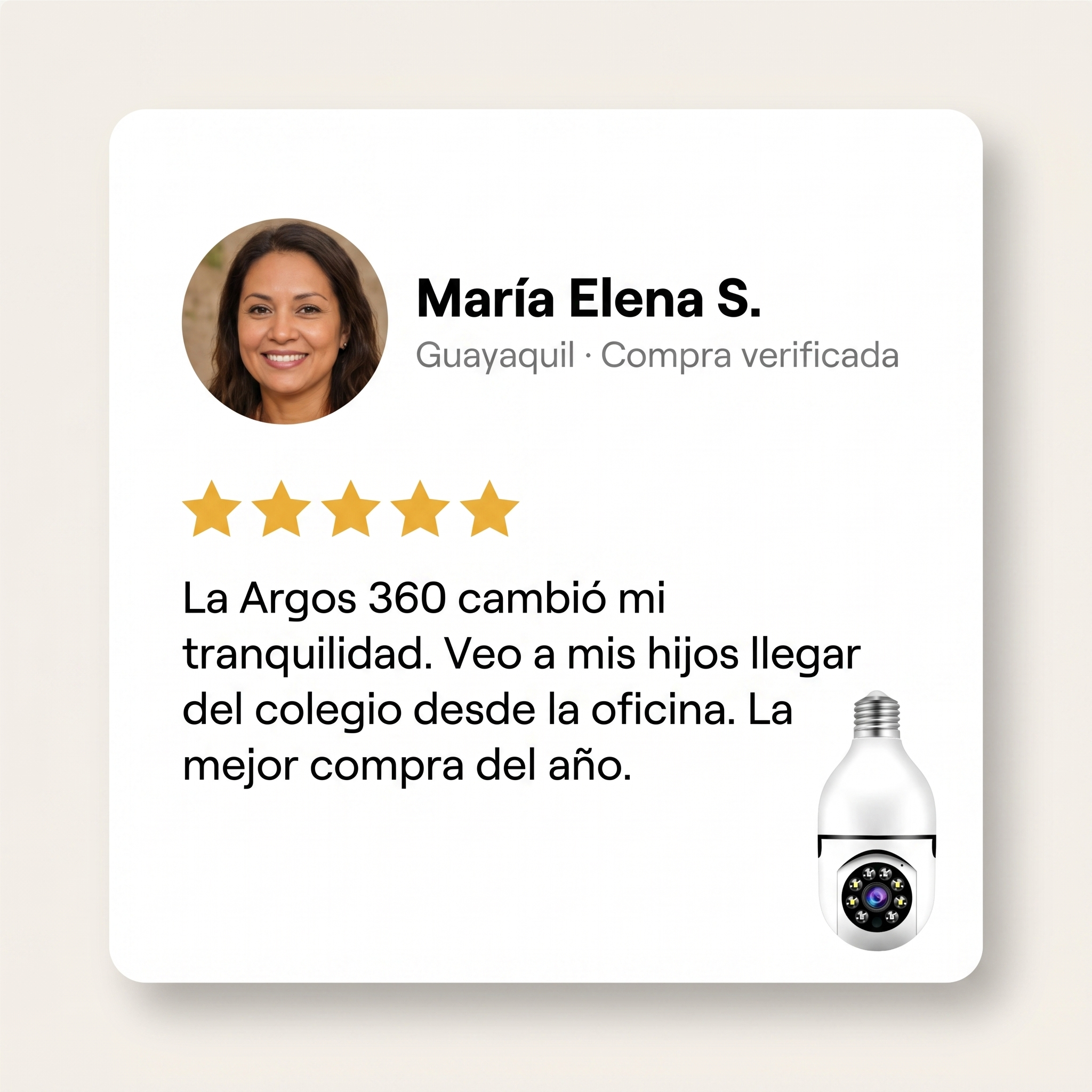 Argos 360 Cámara de Seguridad WiFi 360° HD | Visión Nocturna + Audio + App Gratis